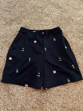 Coral Bay Navy Embroidered Golf Motif Women's Shorts size 14
